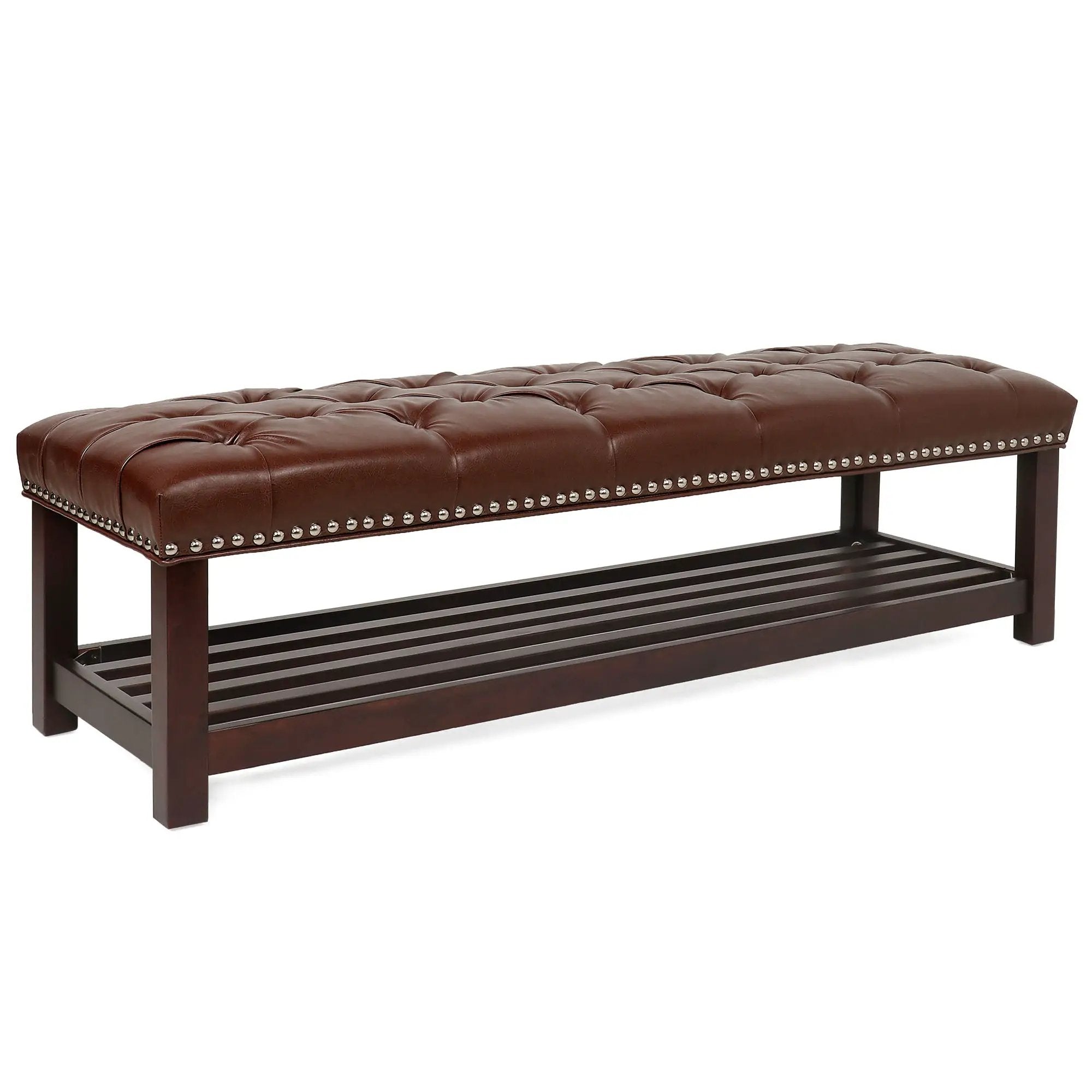 Bedroom End Of Bed Bench Tufted Upholstered End Of Bed Bench End Of Bed Entrance Shoe Bench With Nailhead Trim And Shelf Bedroom Upholstered Bench Living Room Shoe Rack Footstool