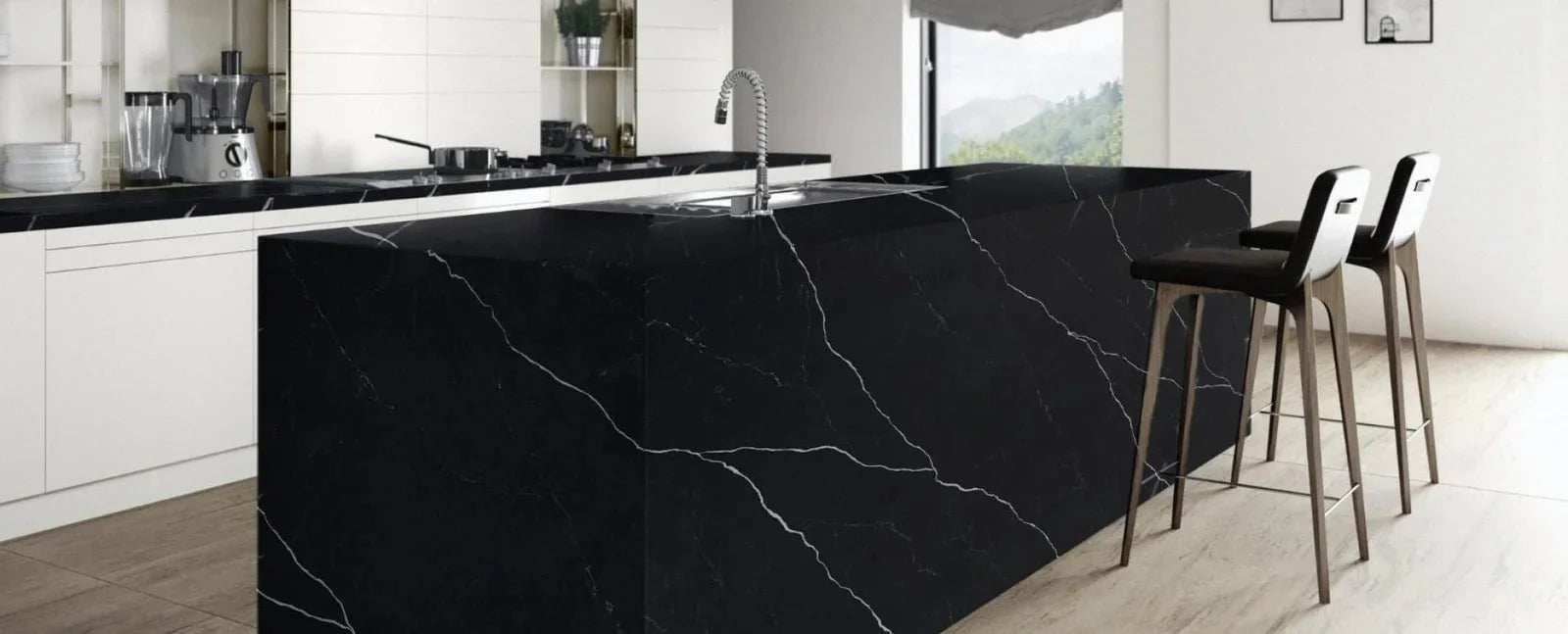 Calacatta Nero Raphael Quartz