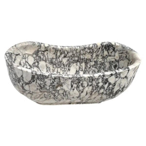 Calacatta Viola freestanding marble bathtub by Villohome, hand-carved from solid marble block.