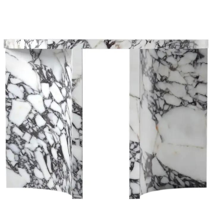 Calacatta Viola Marble Console Table by Villohome with arched legs, polished finish