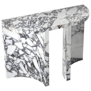 Console table Villohome Calacatta Viola marble with arched legs, polished finish
