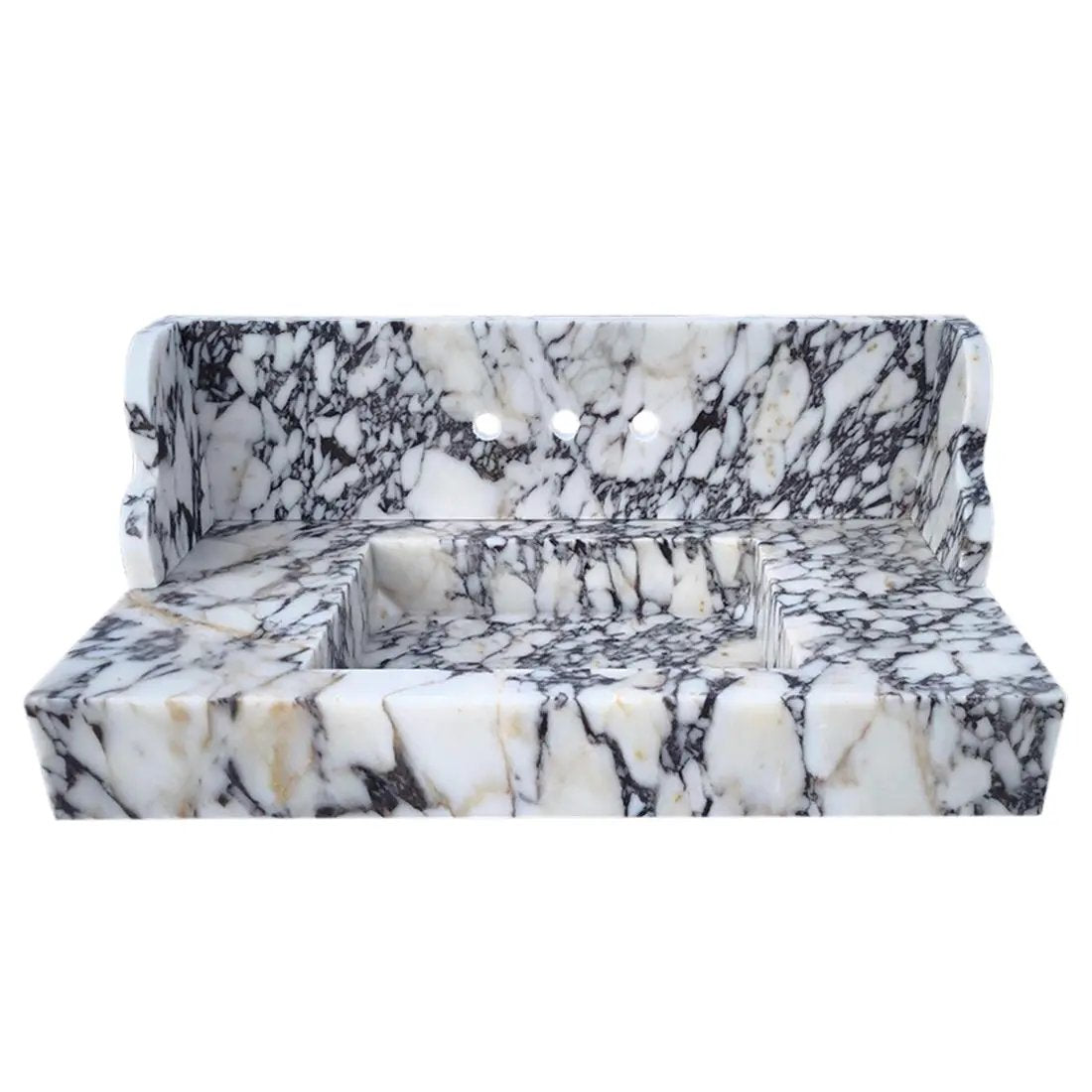 Villohome Calacatta Viola marble wall-mount bathroom sink with 10-inch backsplash; 20W x 40L