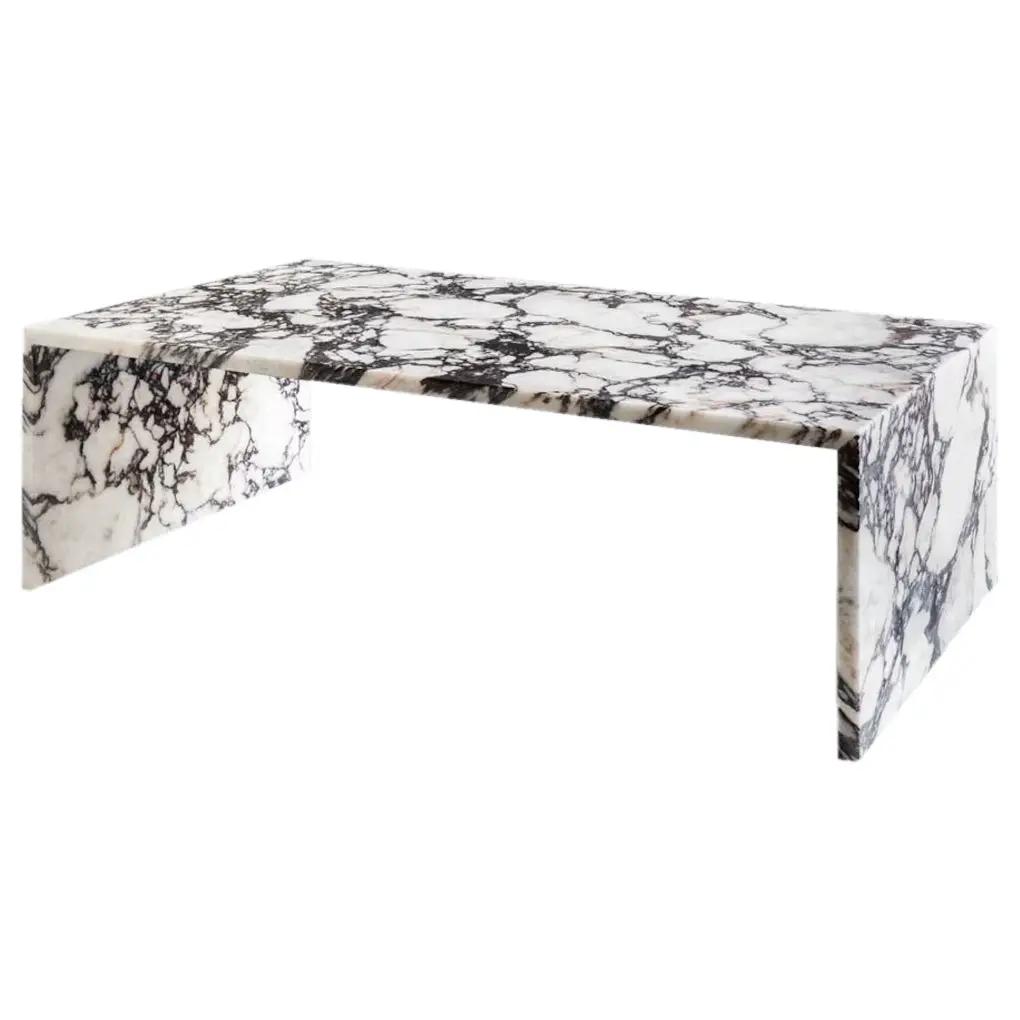 Calacatta Viola marble coffee table, polished finish, white with dark veining, Villohome