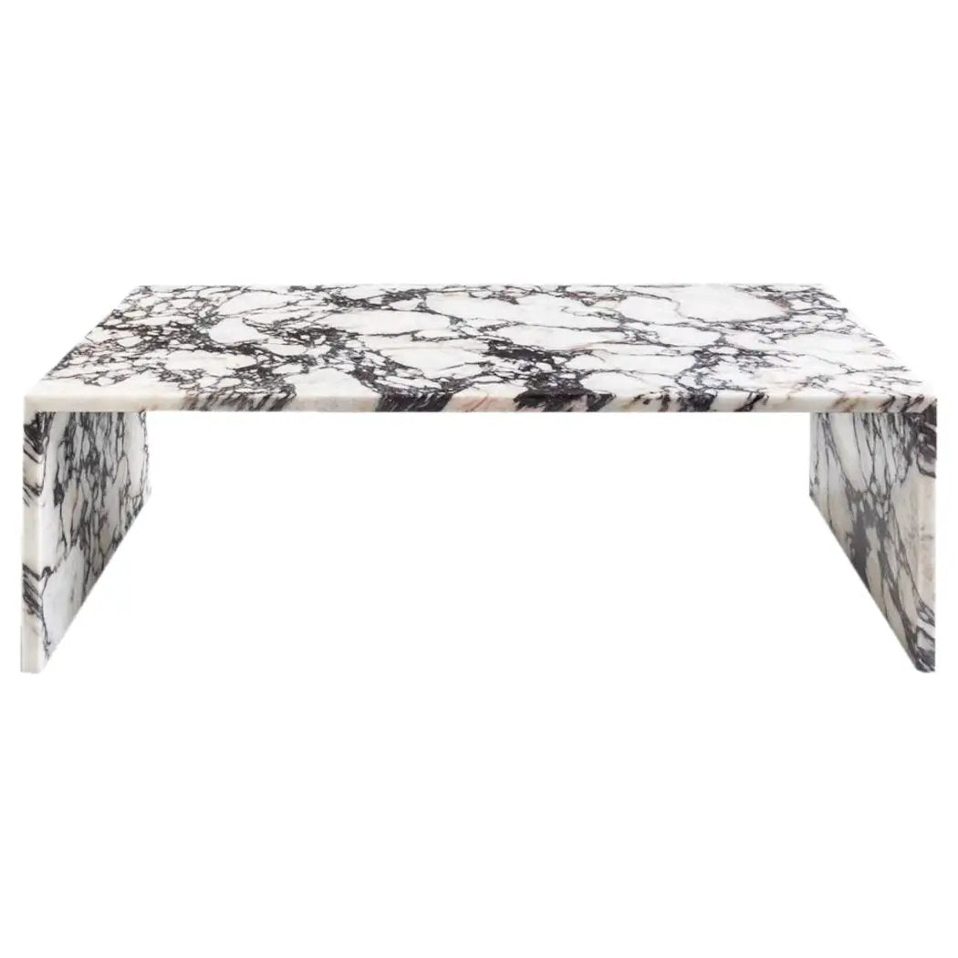 Calacatta Viola marble coffee table by Villohome, polished white with dark veining, 36x20x12 in