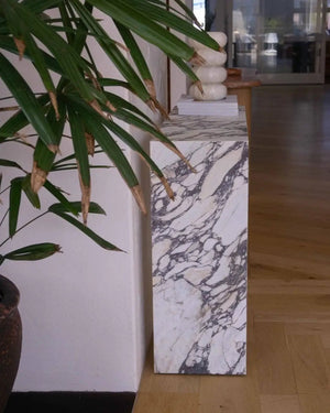 Calacatta Viola marble rectangular console table by Villohome, polished finish, 40in L x 12in W x 30in H