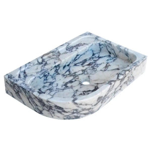 Villohome Calacatta Viola marble bathroom wall-mount corner sink, rectangular 16x24x4 in