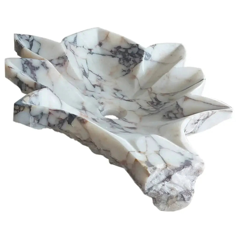 Calacatta Viola marble leaf-design bathroom vanity sink, honed finish, Villohome