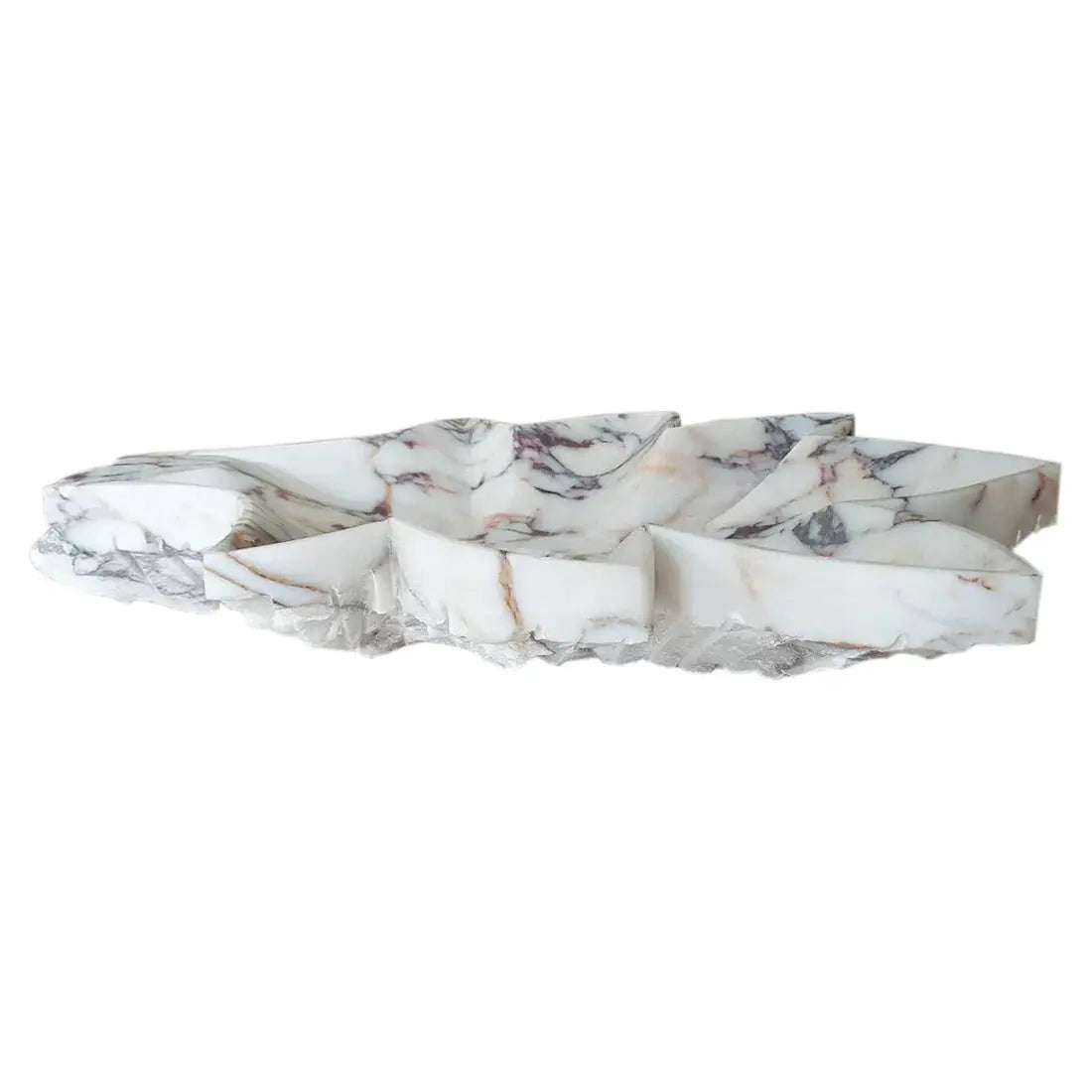 Calacatta Viola marble leaf design above-vanity bathroom sink by Villohome; honed stone basin