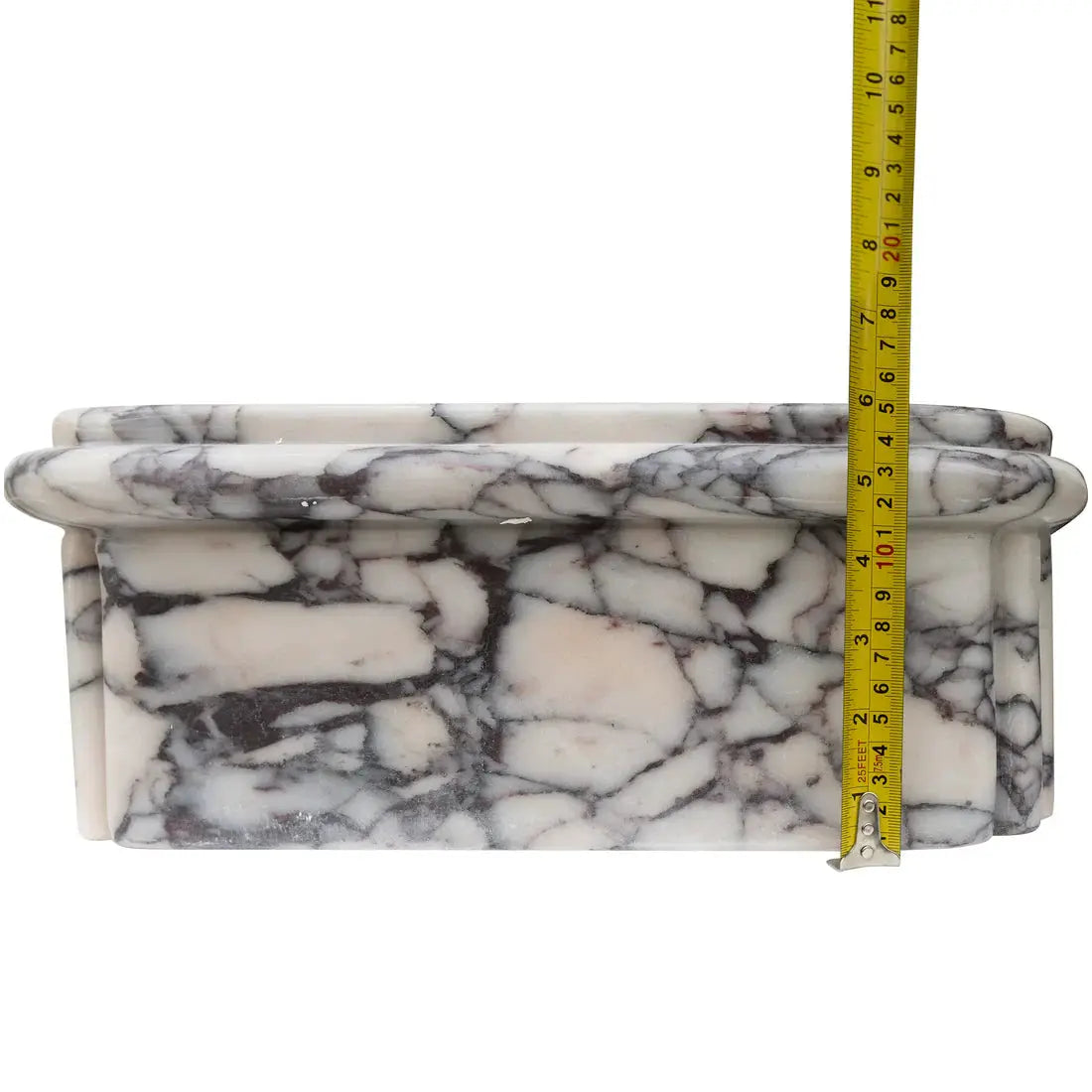 Calacatta Viola marble wall-mount square fluted bathroom sink by Villohome, 16x16x6 in