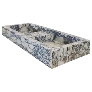 Calacatta Viola marble double bathroom sink by Villohome, polished finish, 53 in long x 19 in wide x 6 in high