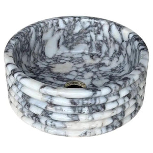 Bathroom sink Calacatta Viola marble, fluted above-vanity vessel, polished finish