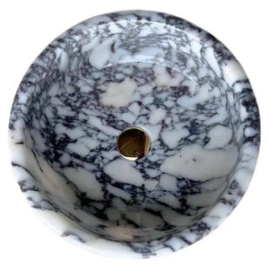 Villohome Calacatta Viola marble round above-vanity bathroom sink, polished vessel with blue-gray veining.