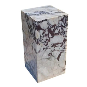 Calacatta Viola marble cube end table by Villohome, polished, 14x14x24 in