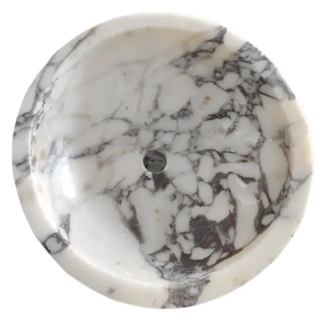 Calacatta Viola marble round bathroom sink bowl with gray veining