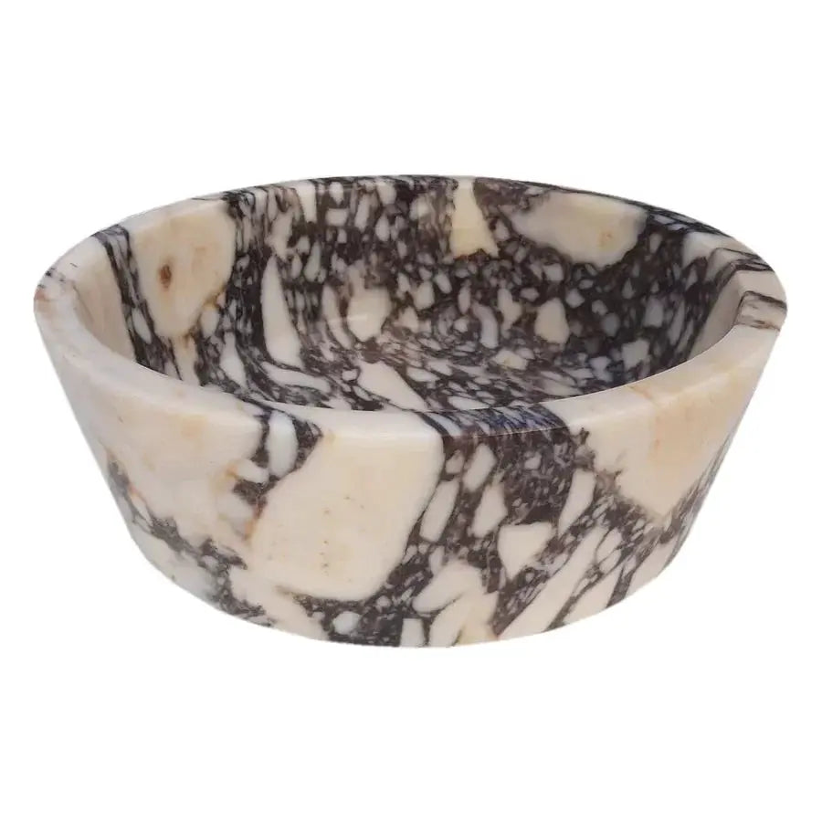 Villohome Calacatta Viola marble vanity sink bowl with black veining, honed finish, 16-inch diameter