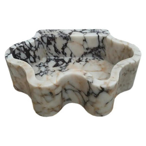 Villohome Calacatta Viola marble wall-mount bathroom sink with wavy edges, 16x21x6 in
