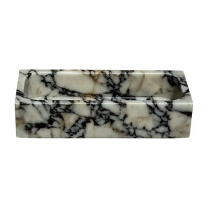 Calacatta Viola marble rectangular wall-mount bathroom sink by Villohome, white with dramatic black veining.