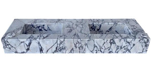 Calacatta Viola marble bathroom double sink vanity by Villohome, 67" L x 22" W x 8" H, white with gray veining