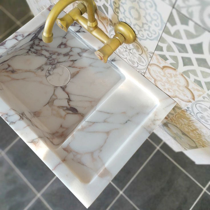 Calacatta Viola Marble Wall-mount Bathroom Sink (W)14" (W)18" (H)5"