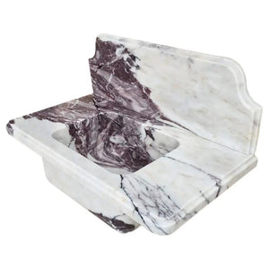 Calacatta Viola marble above-vanity wall-mount bathroom sink with 10-inch backsplash, white with purple veining