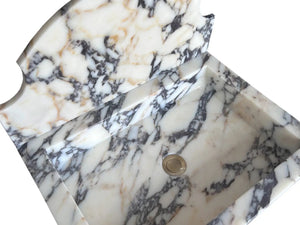 Calacatta Viola marble wall-mount bathroom sink with backsplash by Villohome, 18x24x6 inches