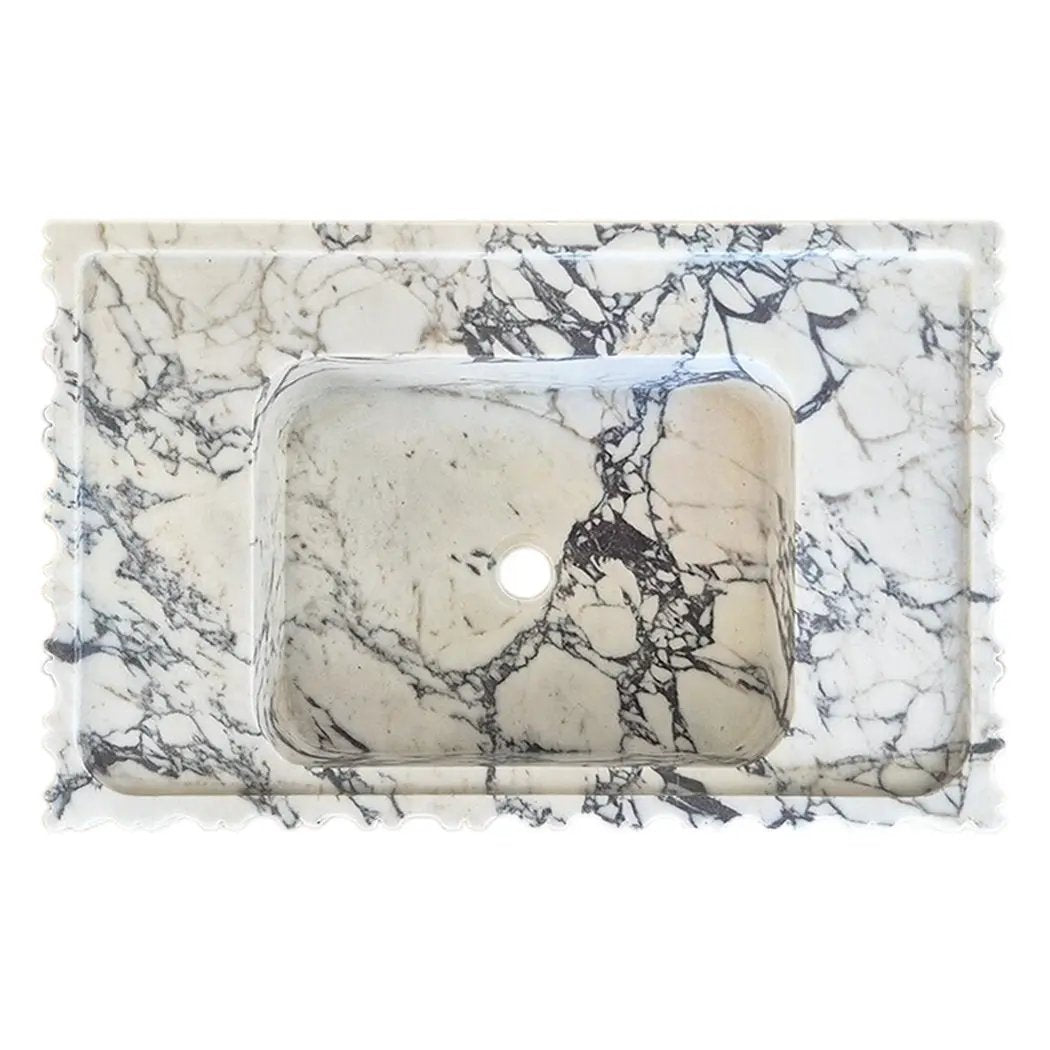 Villohome Calacatta Viola marble wall-mount bathroom vanity sink, U-shaped bowl, 18x28 inches.
