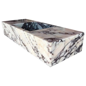 Calacatta Viola marble wall-mount bathroom vanity sink with fluted front, 56in L x 20in W