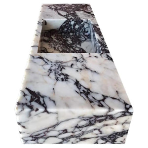 Calacatta Viola marble wall-mount bathroom vanity sink by Villohome with fluted front.