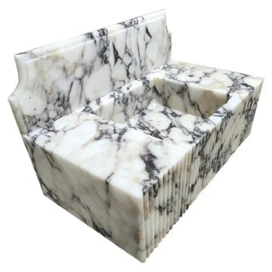 Villohome Calacatta Viola marble wall-mount vanity sink with fluted front
