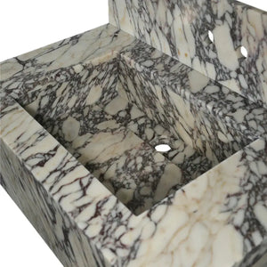 Calacatta Viola marble rectangular wall-mount bathroom sink by Villohome with 8-inch backsplash