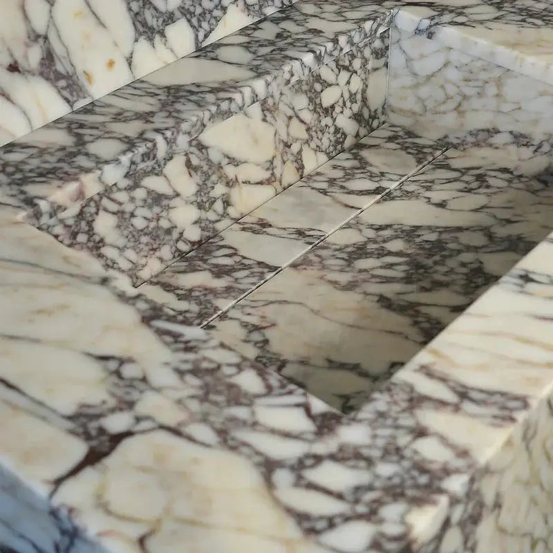 Calacatta Viola marble rectangular wall-mount bathroom sink with 8-inch backsplash by Villohome vessel sink