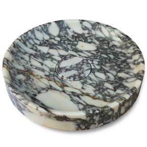 Calacatta Viola Marble round above-counter bathroom sink, polished natural stone, dia 15.5 in x 4.5 in