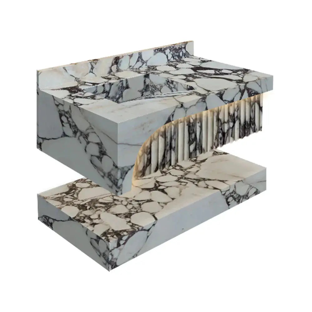 Calacatta Viola marble wall-mount bathroom sink set, 2 pieces with hidden drains
