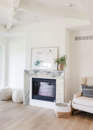 Calacatta Viola Marble Art Deco Fireplace Mantel, polished marble by Villohome, 60 x 47 x 8 inches