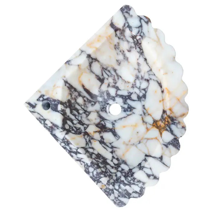Calacatta Viola marble wall-mount corner vanity sink by Villohome, ribbed edge, 20x20 in
