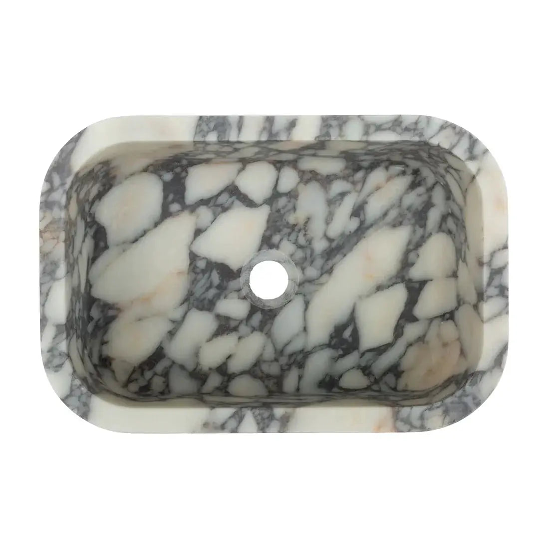 Calacatta Viola marble rectangular wall-mount bathroom sink with center drain Villohome