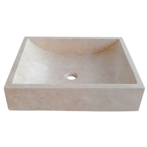 Cappuccino beige marble rectangular above-vanity bathroom sink by Villohome, 18W x 21.5L x 5H inches