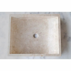 Cappuccino beige marble rectangular above-vanity bathroom sink by Villohome, 18x21.5x5 in, center drain.