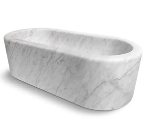Imperial White Marble Bathtub by Villohome, hand-carved from solid marble block