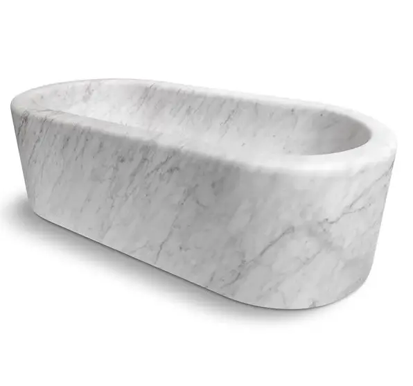 Imperial White Marble Bathtub by Villohome, hand-carved from solid marble block
