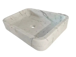 Carrara White Marble rectangular wall-mount bathroom sink by Villohome, 16x24 inches
