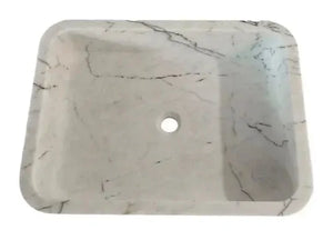 Villohome Carrara white marble rectangular wall-mount bathroom sink, 16x24x5 inches