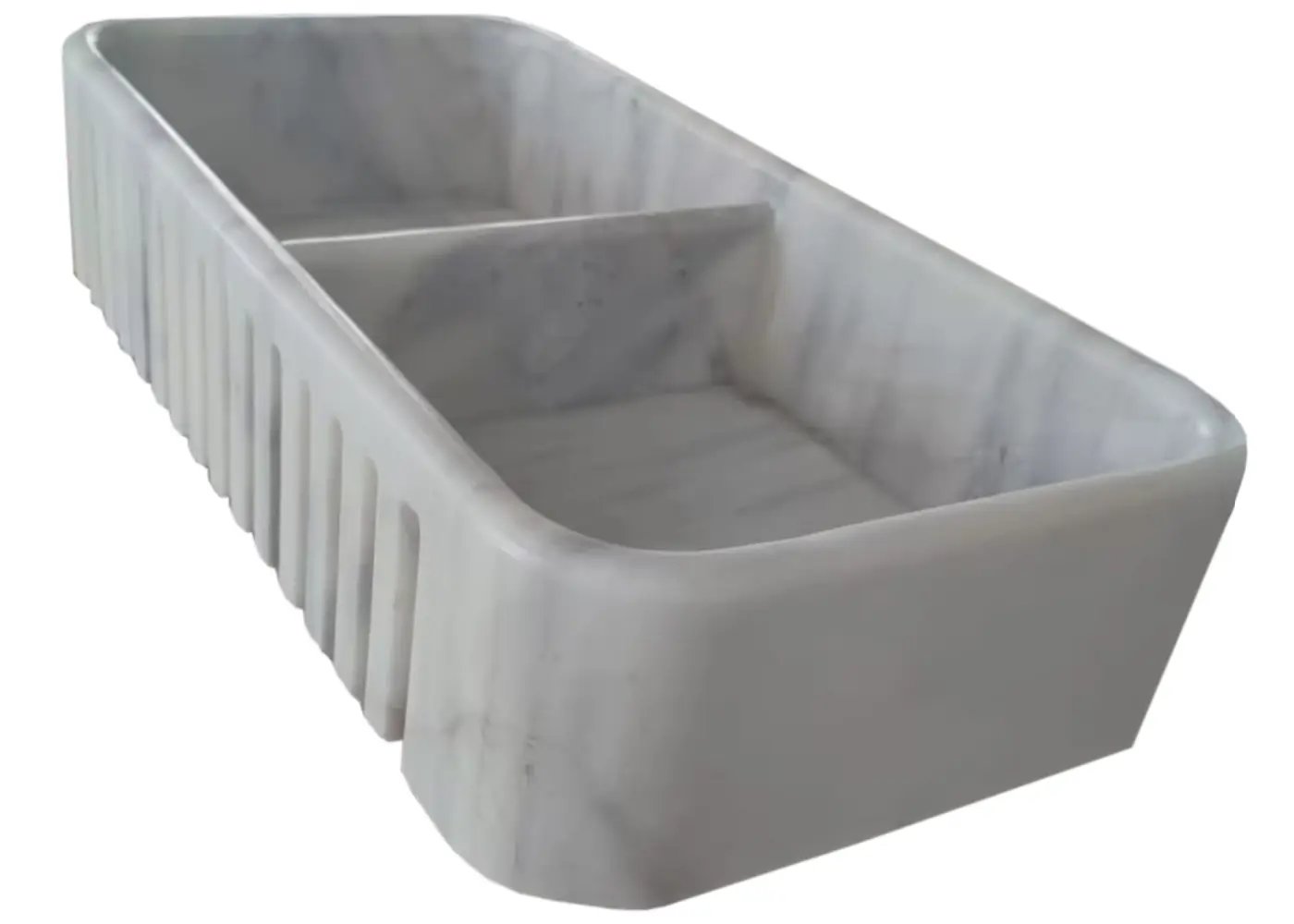 Carrara white marble farmhouse apron-front double kitchen sink