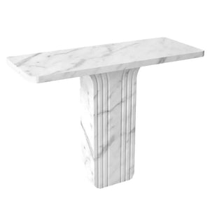 Villohome Carrara White Marble console table, polished finish, 40in L x 15in W x 32in H