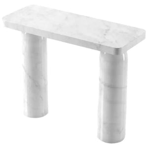 Carrara White Marble Designer Round-Leg Console by Villohome