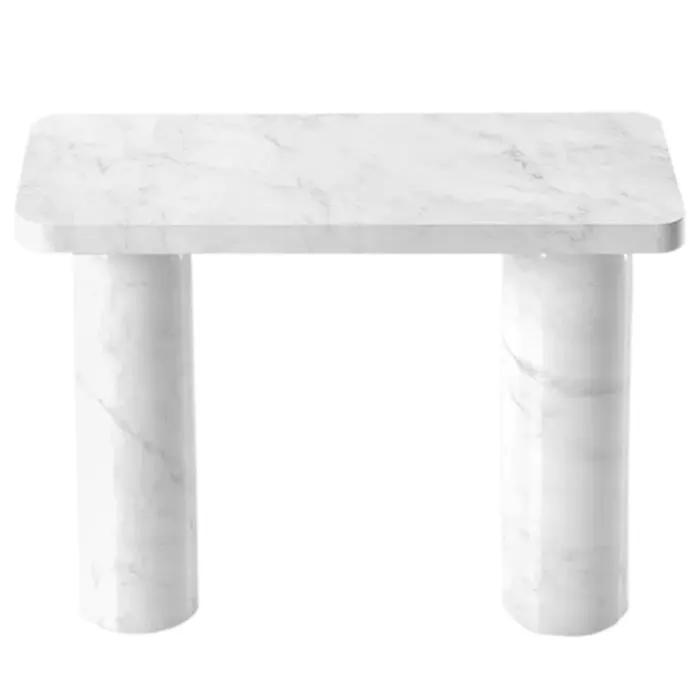 Carrara White Marble Console Table with Round Legs, polished