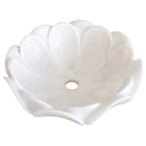 Carrara white marble flower-shaped vanity bathroom sink by Villohome