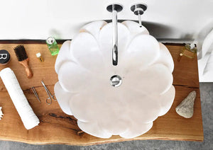 Bathroom sink Villohome Carrara white marble flower-shaped vanity sink