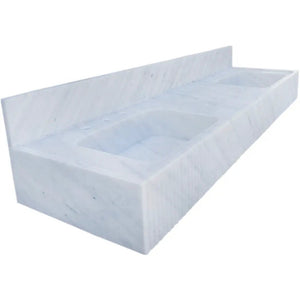Villohome Carrara white marble bathroom double sink with fluted front