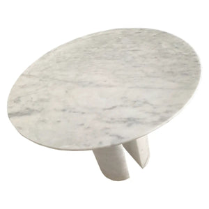 Villohome Carrara White Marble Round Dining Table with round marble legs, 48-inch diameter